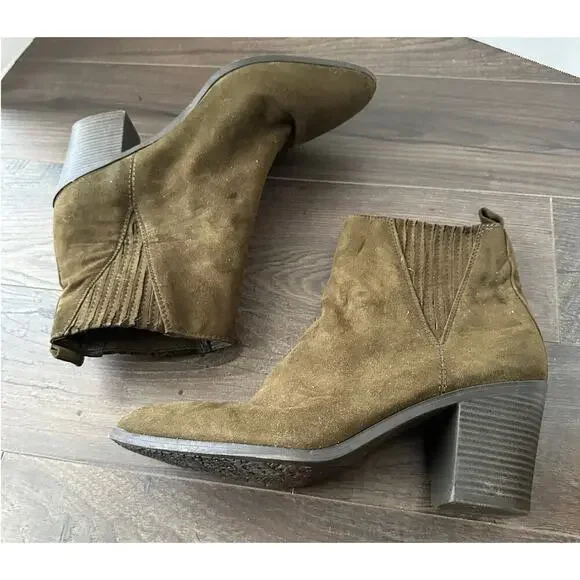 Esprit Brown Reina Pointed Toe Pull On Mid Calf Stacked Heel Boots Size 10 - Picture 3 of 11